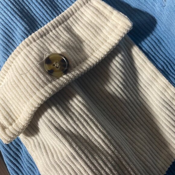 “Split Personality” Corduroy Button-Up – Blue & White Drama Queen - Picture 4 of 6